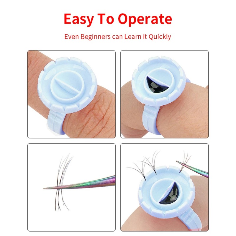 Eyelash Extension Guide - 100 Pcs Disposable Eyelash Glue Ring